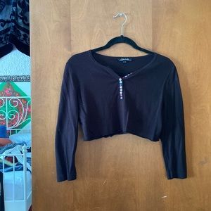 Cropped rainbow button top